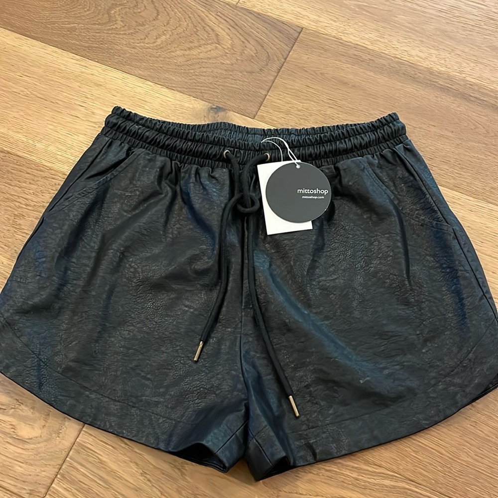 BNWT- Black Leather shorts - medium